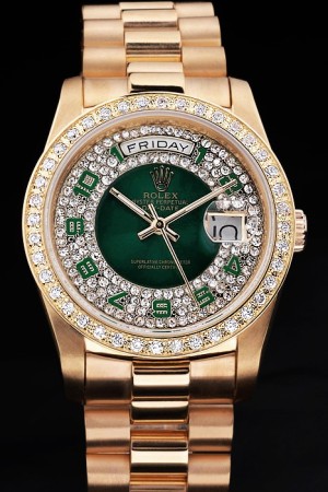 Rolex Day-Date Swiss Movement Quality Replica Watches Automatic Gold watch Diamond Dial 44mm