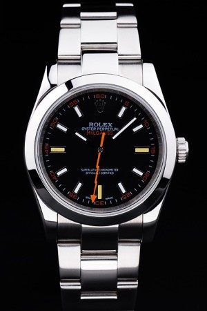 Rolex Milgauss Watch Replica Swiss Movement Monochrome Watch Black Dial 45mm