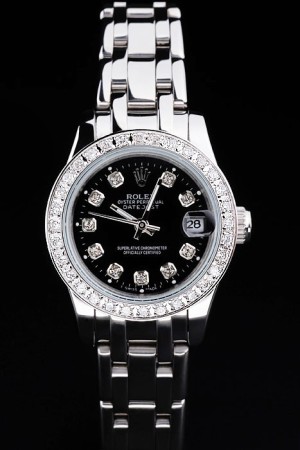 Rolex Datejust Swiss Movement Quality Replica Watches Silver Watch Black Dial 33mm