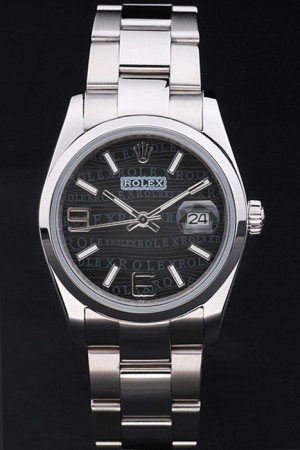 Rolex Perpetual Swiss Movement Silver Watch Black Dial 45mm