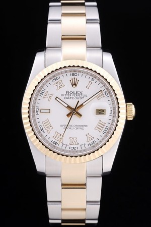 Rolex Swiss Movement  Two-color Watch White Dial 44mm