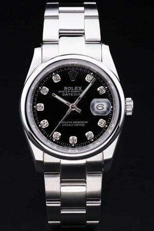 Rolex Datejust Swiss Movement Quality Replica Watches Silver Watch Black Dial 45mm