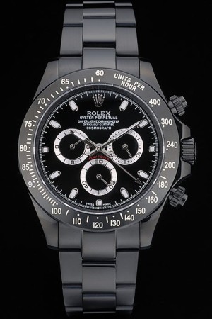 Rolex Daytona Swiss Movement Black Ion Plated Tachymeter Black Stainless Steel Strap Black Dial 50mm