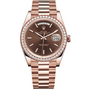 High End Swiss Rolex Day-Date 40 Chocolate Dial Rose Gold Replica President Unisex Watch 228239RBR 