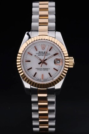 Rolex Datejust Swiss Movement Quality Replica Watches  Gold Silver Watch White Dial 34mm