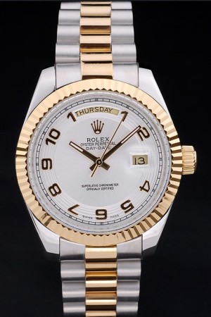 Rolex Day-Date Swiss Movement Quality Replica Watches  Automatic Watch Silver White Dial 48mm