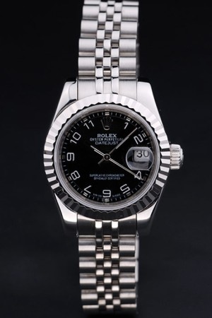 Rolex Datejust Swiss Movement Quality Replica Watches Silver Watch Black Dial 34mm