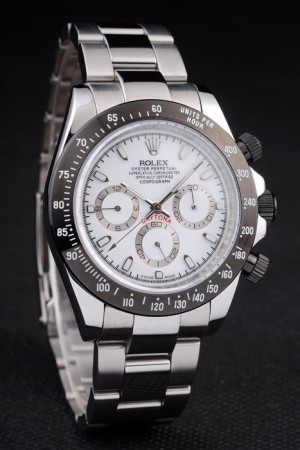 Swiss Movement Rolex Daytona Stainless Steel Black Enameled White Dial 48mm