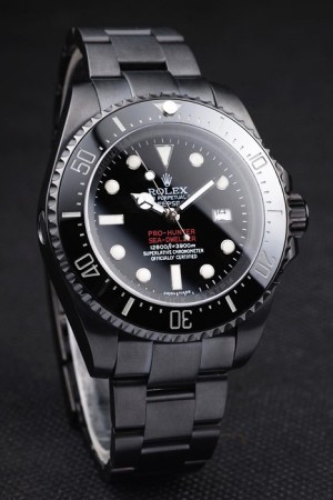 Rolex Swiss Movement Monochrome Watch DeepSea Jacques Piccard Limited Black Dial 52mm