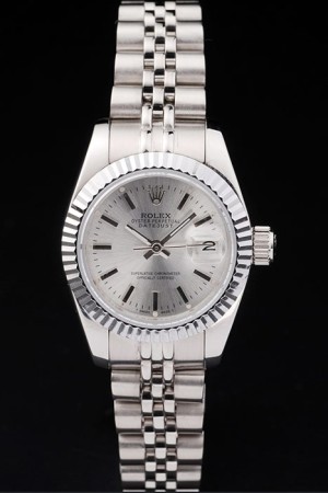 Rolex Datejust Swiss  Movement Replica Ladies  Silver Watches Silver Dial 34mm