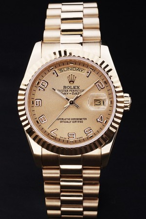 Rolex Day-Date Swiss Movement Quality Replica Watches Automatic Gold watch Gold Dial 45mm