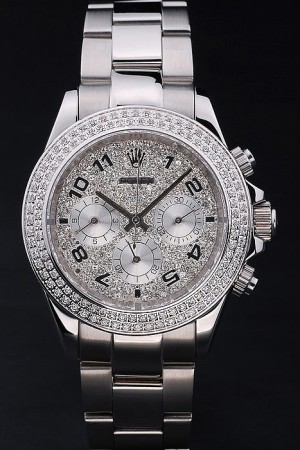 Rolex Daytona Swiss Movement Monochrome Watch Silver White Crystal Dial 48mm