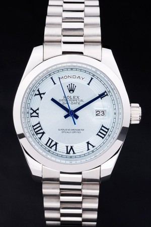 Rolex Day-Date Swiss Movement Quality Replica Watches Automatic Watch White Dial 48mm Blue Hour hand