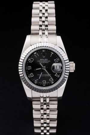 Rolex Datejust Swiss Movement Replica Ladies Watches Black Dial 34mm