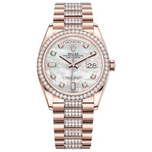 High End Replica Swiss Rolex Day-Date 36 Automatic Diamond Dial 18k Everose Gold President Watch