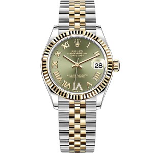 High End Replica Swiss Rolex Lady-Datejust 31 Olive Green Diamond Dial Ladies Automatic Jubilee Watch 278273