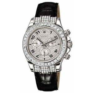 Replica Swiss Rolex Daytona Pave Diamond Automatic 18k White Gold Men's Watch 116598 High End