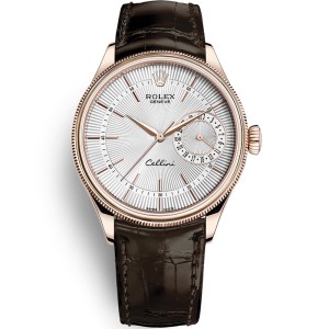 High End Replica Rolex Cellini Silver Dial 18K Everose Gold Men's Watch 50515