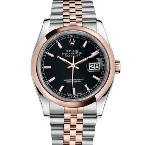 High End Replica Swiss Rolex Datejust 36 Black Dial Men's Steel and 18k Rose Gold Jubilee Watch 126201