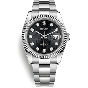 Replica Swiss Rolex Datejust Automatic Black Dial Men's Watch Diamond Markers 36mm