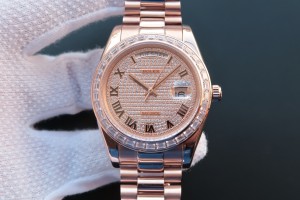 Replica Rolex Day-Date Pave Diamond Everose Gold Automatic Unisex Watch 218399 