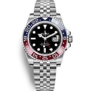 High End Replica Swiss Rolex GMT-Master II Pepsi Blue and Red Bezel Stainless Steel Jubilee Watch 126710
