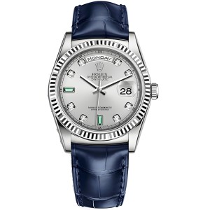 Replica Swiss Rolex Day-Date 36  Automatic Silver Grey  Diamond Dial  President Men's Watch