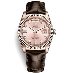 Replica Swiss Rolex Day-Date President Automatic Pink Diamond Dial Unisex Watch 118135
