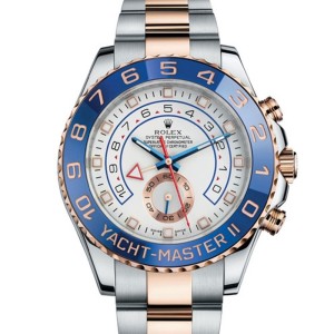 Replica Swiss Rolex Yacht-Master II 116681 White Dial Men's Steel and 18K Everose Gold Watch