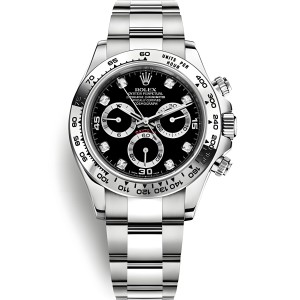 Replica Swiss Rolex Cosmograph Daytona Automatic Diamond Black Dial Men's Oyster Watch 116509 High End 