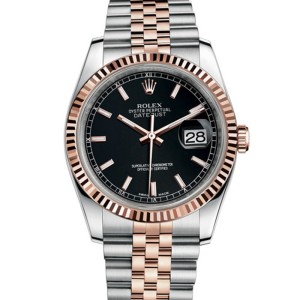  High End Swiss Rolex Datejust 36 Automatic Black Dial  Replica Men's Watch 116231