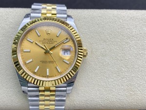 High End Swiss Rolex Datejust 41 Champagne Dial Steel and 18K Yellow Gold Replica Men's Watch 126333-0009