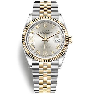 High End Replica Swiss Rolex Datejust 36 Silver Diamond Dial Men's Jubilee Watch 126233