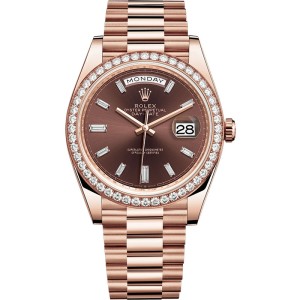 High End Replica Swiss Rolex Day-Date 40 Automatic Chocolate Dial Unisex Watch 228345 High End