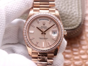 High End Replica Swiss Rolex Day-Date Automatic Pink Dial Unisex Watch 228345 40mm