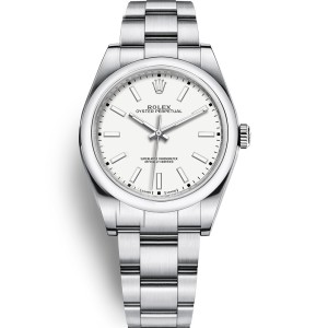 Super Clone Swiss Rolex Oyster Perpetual Automatic White Dial Replica Men's Watch 114300-0004