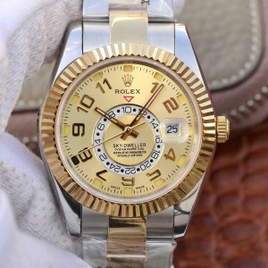 Super Clone Swiss Rolex Sky-Dweller 326933  Gold Dial Replica Men'ts Watch 326933 