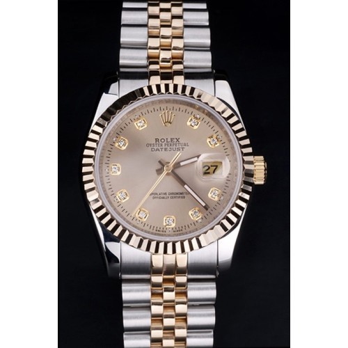 Rolex Datejust Swiss Replica Watch Gold Silver Watch chocolate Dial 45mm