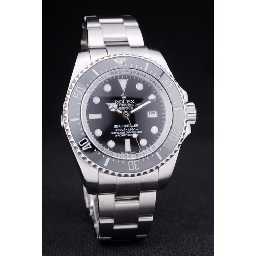 Rolex Swiss Deepsea Silver Watch Black Dial 52mm