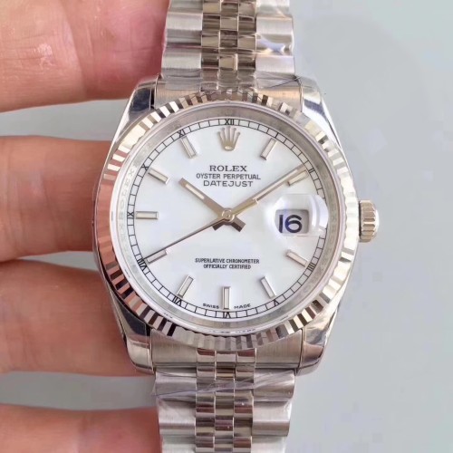 HIgh End Replica Swiss Rolex Datejust Automatic White Dial Men's Watch 116200 36mm
