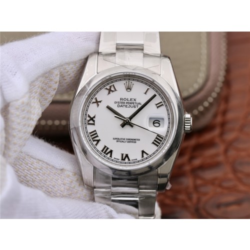 High End Swiss Rolex Datejust 36 Automatic White Dial Replica Men's Watch