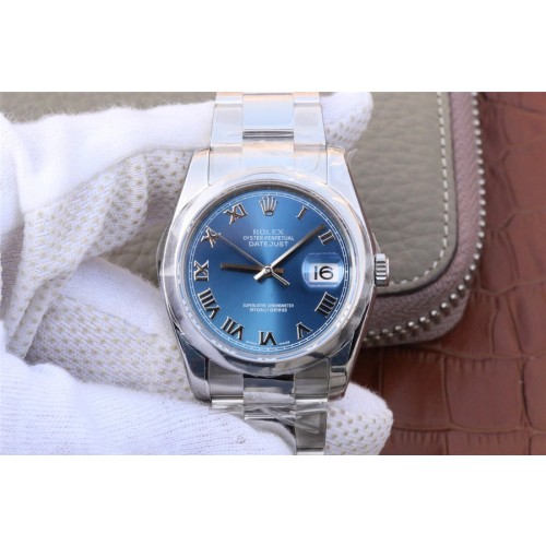 High End Swiss Rolex Datejust 36 Automatic Blue Dial Replica Men's Watch 116200