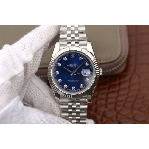 Replica Swiss Rolex Oyster Perpetual Automatic Chronometer Blue Dial Men's Watch 116234 