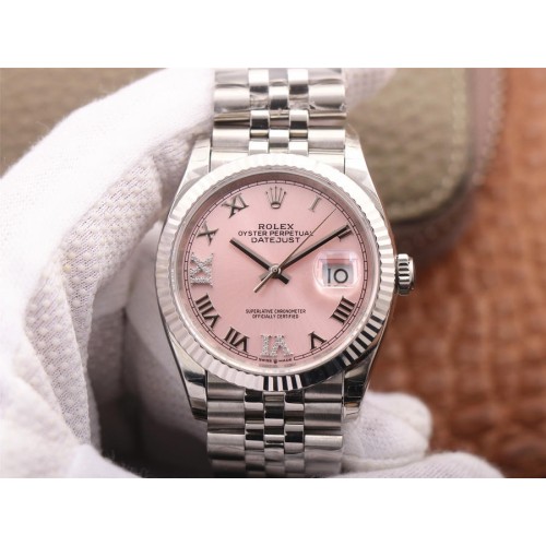 High End Replica Swiss Rolex Datejust 36 Pink Dial Automatic Unisex Jubilee Watch 126284