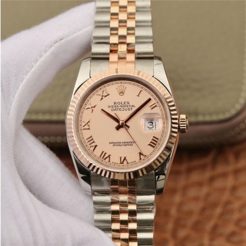  High End Swiss Rolex Datejust 36 Automatic Pink Dial  Replica Unisex Watch 116231