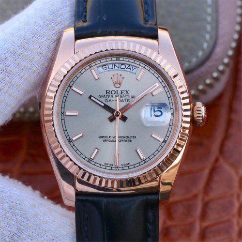 Replica Swiss Rolex Day-Date Automatic Grey Dial 18k Everose Gold Automatic Men's Watch 36mm
