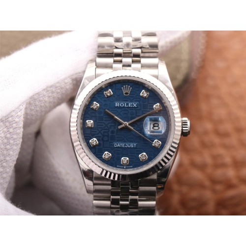 Replica Swiss Rolex Datejust 36 Blue Jubilee Diamond Dial Unisex Oyster Watch 126234