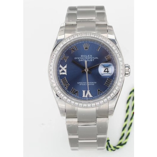 High End Replica Swiss Rolex Datejust 36 Blue Diamond Dial Automatic Unisex Jubilee Watch 126284