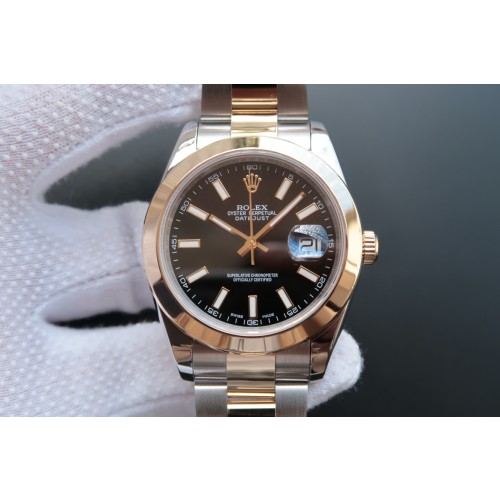 Replica Swiss Rolex Datejust 41 Black Dial Steel and 18K Yellow Gold Oyster Men's Watch 126303BKSO