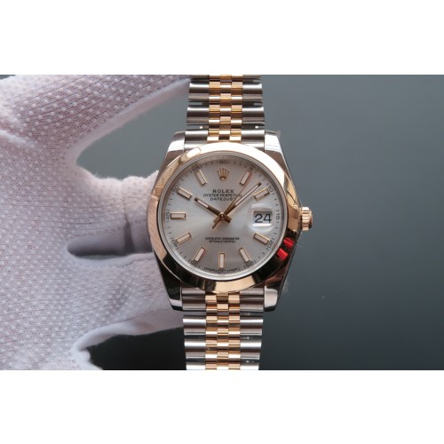 Rolex Datejust 41 Silver Dial Steel and 18K Yellow Gold Jubilee Bracelet Replica Swiss Men's Watch 126303SSJ